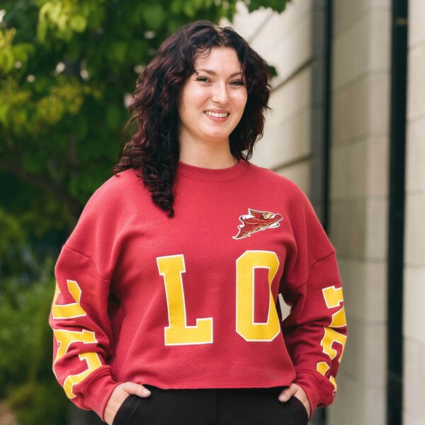 League Women's Punching Cy Cardinal Cropped Long Sleeve